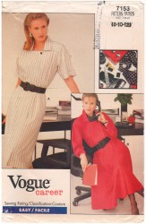 7153 EZ VOGUE STRAIGHT- FLARE SS-LS WRAP DRESS LENGTHS PATTERN  8-12 OR 14-18 CHOICE UNCUT